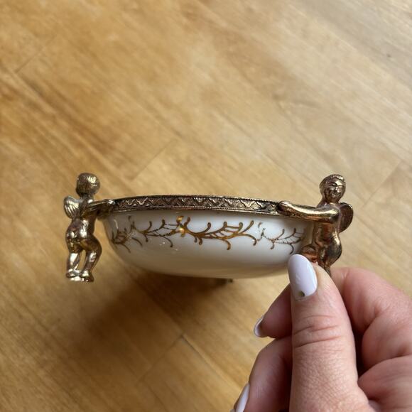 Vintage TAJ importing Co San Francisco Japan Candy Jewelry Dish Angel Stand - Picture 9 of 11